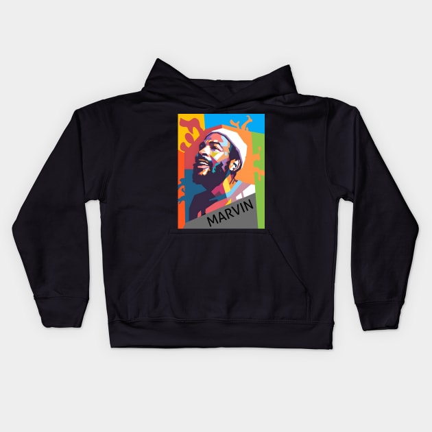 Marvin gaye wpap pop art Kids Hoodie by Jaya art